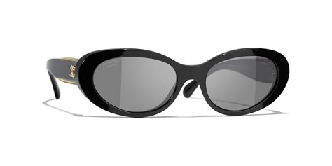 chanel oval sunglasses 5515|Chanel Oval Sunglasses CH5515A 54 Black & Black Polarised .